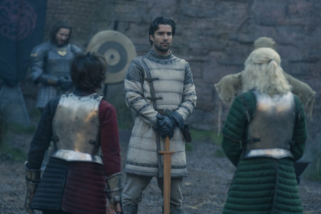 Criston Cole training Jacaerys Velaryon and Aegon Targaryen