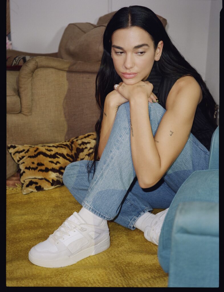 Dua Lipa in the Puma Thrifted Pack