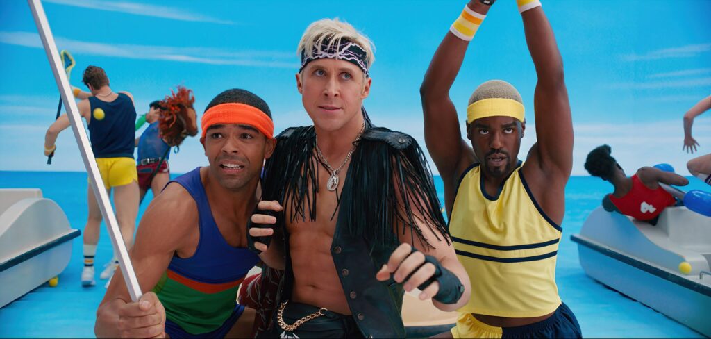 (L-r) KINGSLEY BEN-ADIR, RYAN GOSLING as Ken and NCUTI GATWA in Warner Bros. Pictures'
"BARBIE." a Warner Bros. Pictures release. Photo Courtesy Warner Bros. Pictures