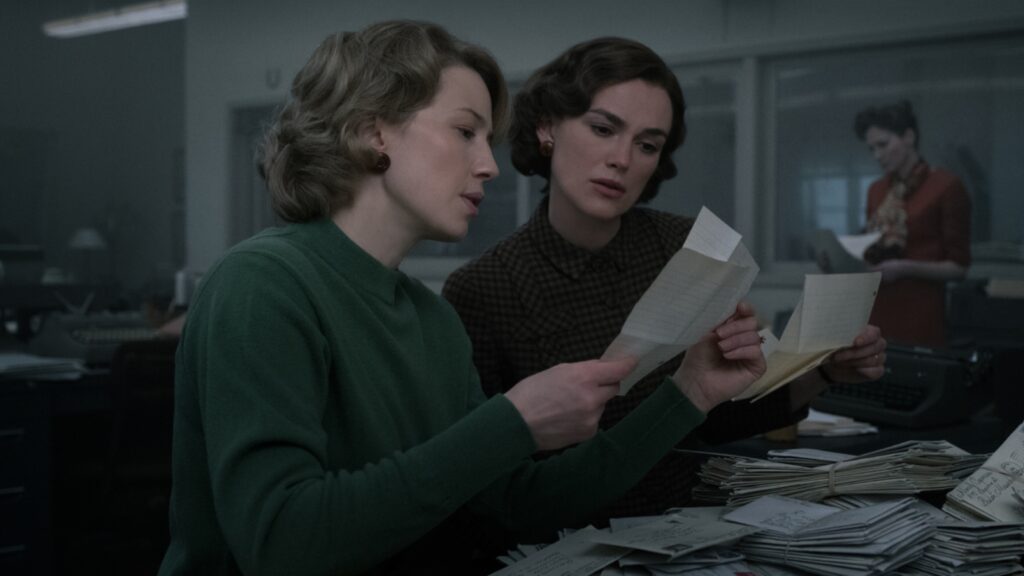 Carrie Coon and Keira Knightley in the Boston Stranglers