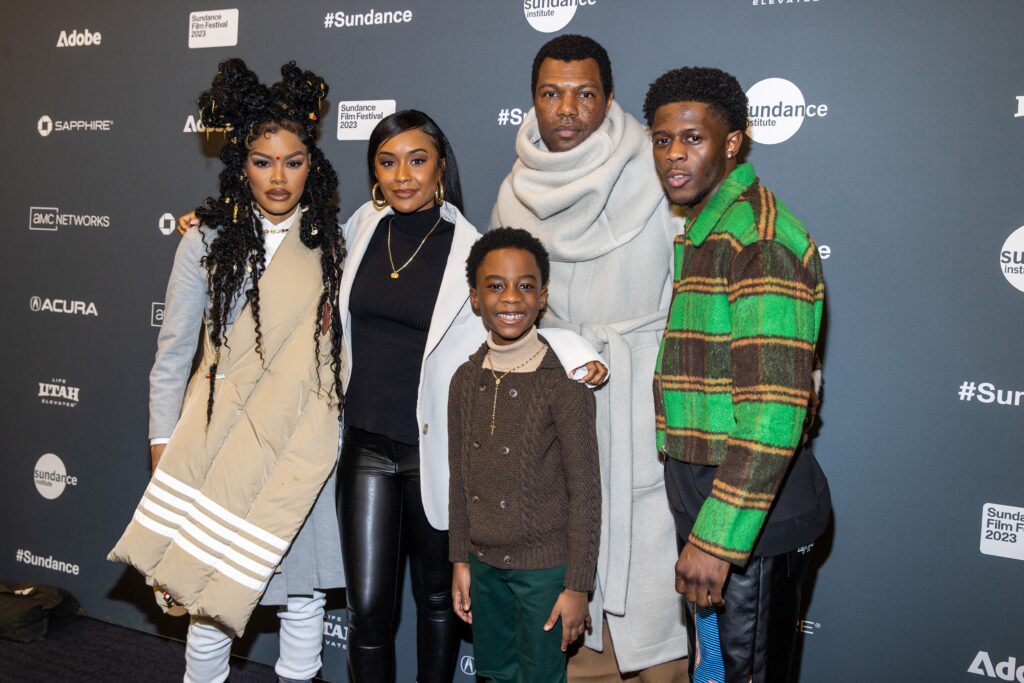 PARK CITY, UTAH - JANUARY 22: (L-R) Teyana Taylor, Director A.V. Rockwell, Aaron Kingsley Adetola, William Catlett and Josiah Cross attend the 2023 Sundance Film Festival "A Thousand And One" Premiere at The Ray Theatre on January 22, 2023 in Park City, Utah. (Photo by Mat Hayward/Getty Images for Focus Features)