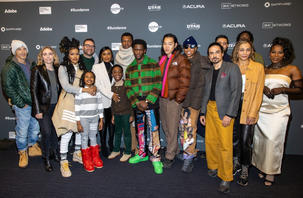 PARK CITY, UTAH - JANUARY 22: (L-R) Brad Weston, Julia Lebedev, Teyana Taylor, Junie Shumpert, Edward Vaisman, A.V. Rockwell, Aaron Kingsley Adetola, William Catlett, Josiah Cross, Eric Yue, Lena Waithe, John Maria Gutierrez, Rishi Rajani, Amelia Workman, guest and Artrece Johnson attend the 2023 Sundance Film Festival "A Thousand And One" Premiere at The Ray Theatre on January 22, 2023 in Park City, Utah. (Photo by Mat Hayward/Getty Images for Focus Features)