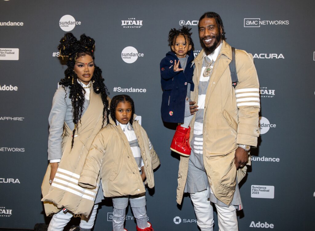 PARK CITY, UTAH - JANUARY 22: (L-R) Teyana Taylor, Junie and Rue Rose, and Iman Shumpert attend the 2023 Sundance Film Festival "A Thousand And One" Premiere at The Ray Theatre on January 22, 2023 in Park City, Utah. (Photo by Mat Hayward/Getty Images for Focus Features)