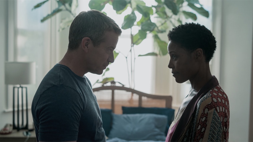 Max Beesley and Christine Adams in "Hijack," premiering June 28, 2023 on Apple TV+.