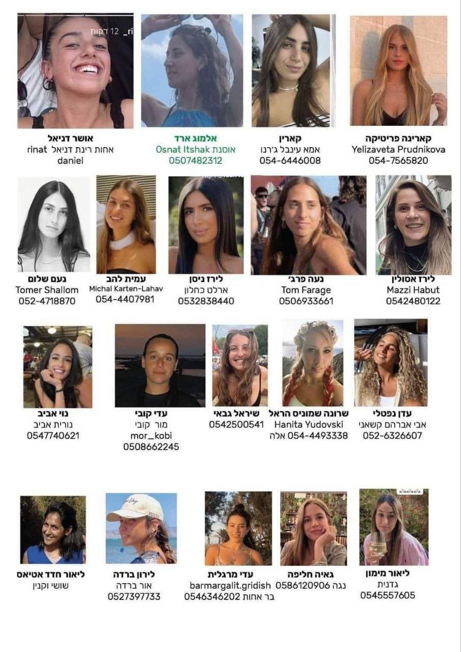Israel has released the names of some of the missing women following Hamas attack