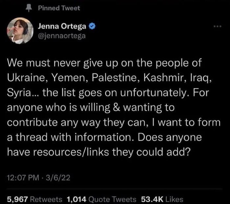 Jenna Ortega Supporting Palestine