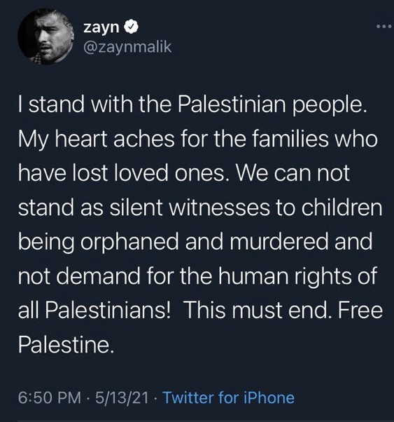 Zayn Supporting Palestine