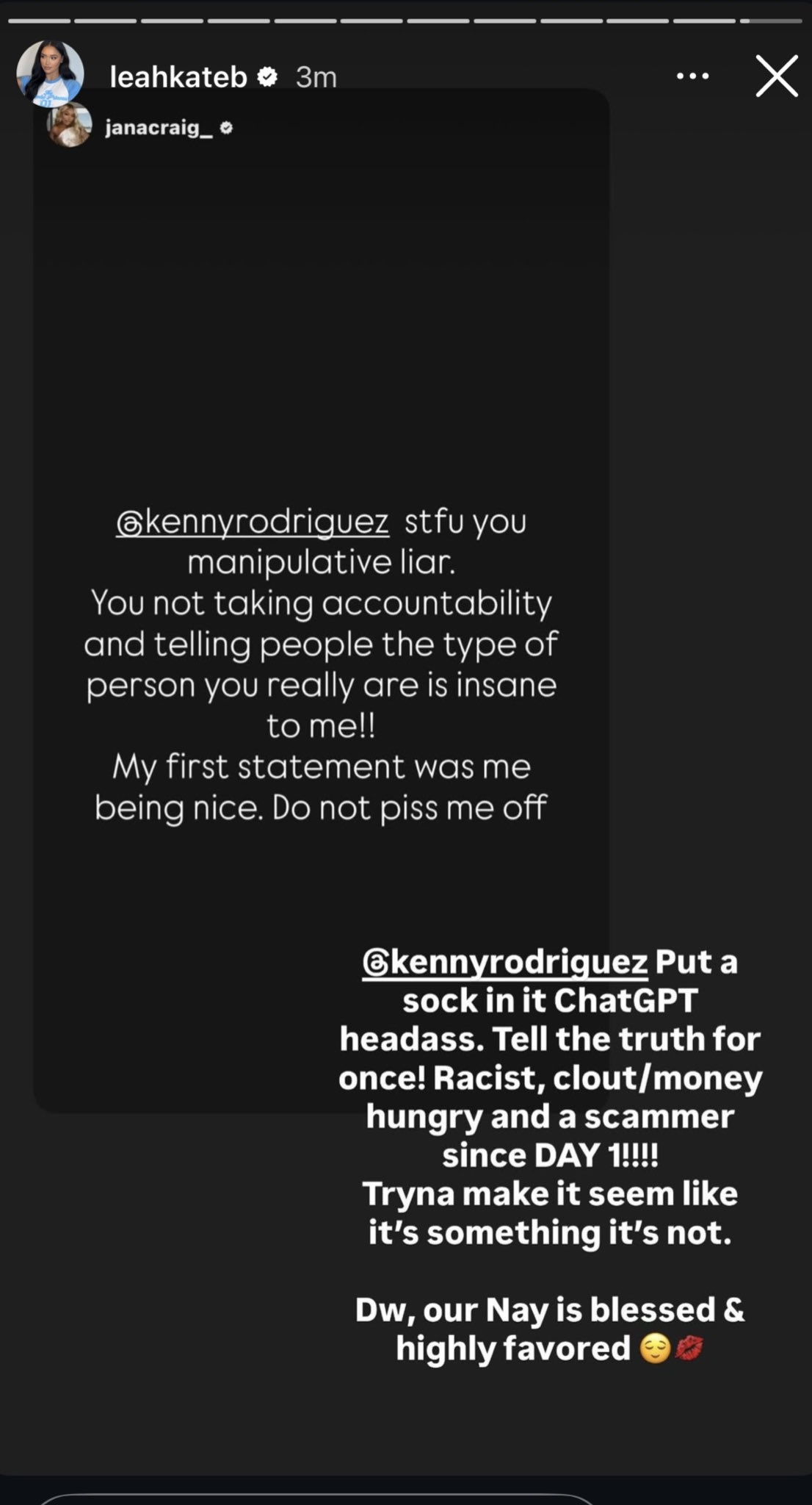 Leah Kateb's Instagram Story
