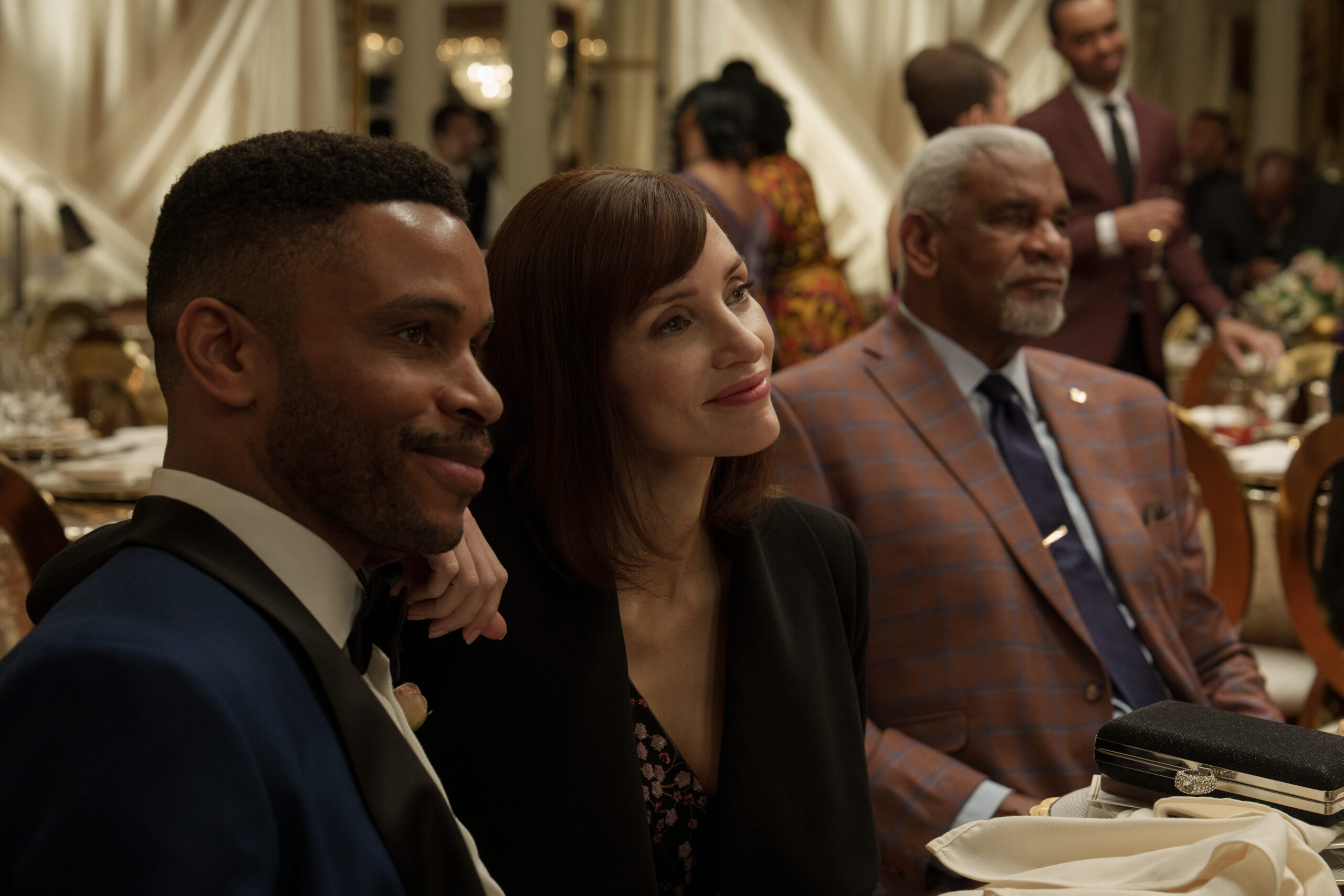 Episode 5. Jessica Chastain and Nnamdi Asomugha in "The Savant," premiering September 12, 2025 on Apple TV+.