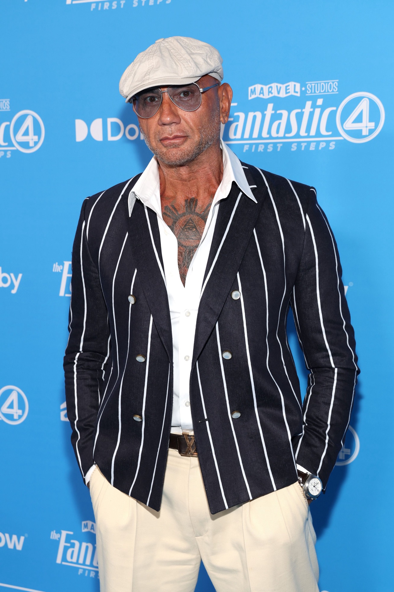 LOS ANGELES, CALIFORNIA - JULY 21: Dave Bautista attends The Fantastic Four: First Steps World Premiere at the Dorothy Chandler Pavilion in Los Angeles, California on July 21, 2025. (Photo by Phillip Faraone/Getty Images for Disney)