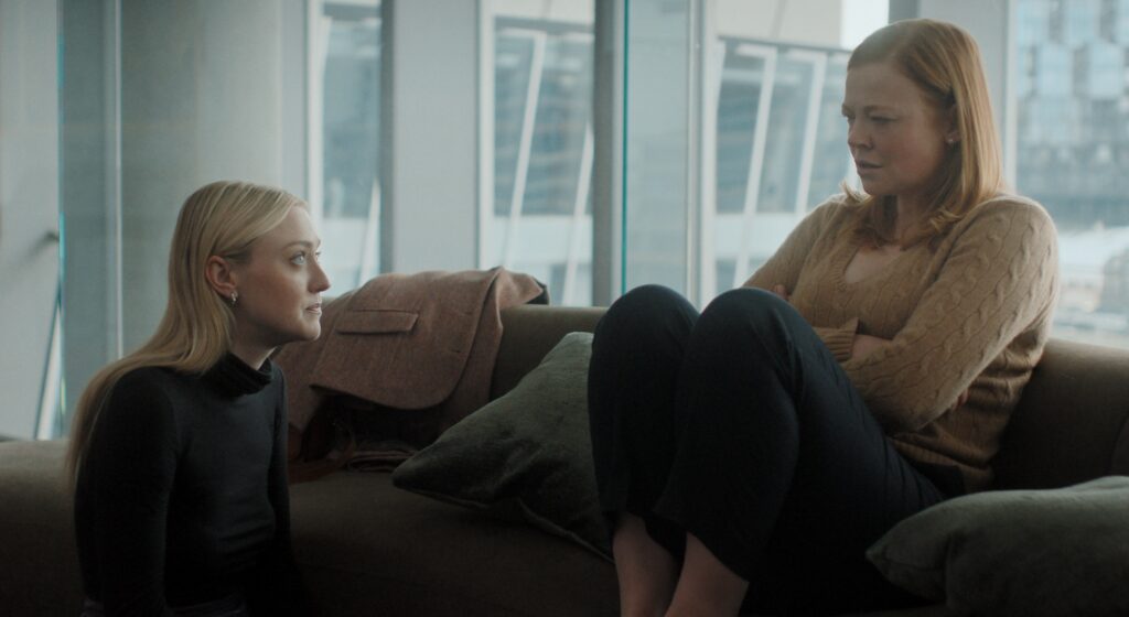 ALL HER FAULT -- -- Pictured: (l-r) Dakota Fanning as Jenny, Sarah Snook as Marissa -- (Photo by: PEACOCK)