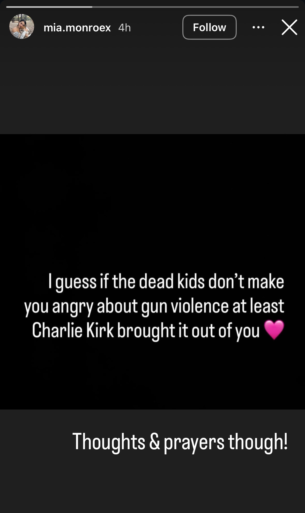 Mia Monroe's Instagram Story