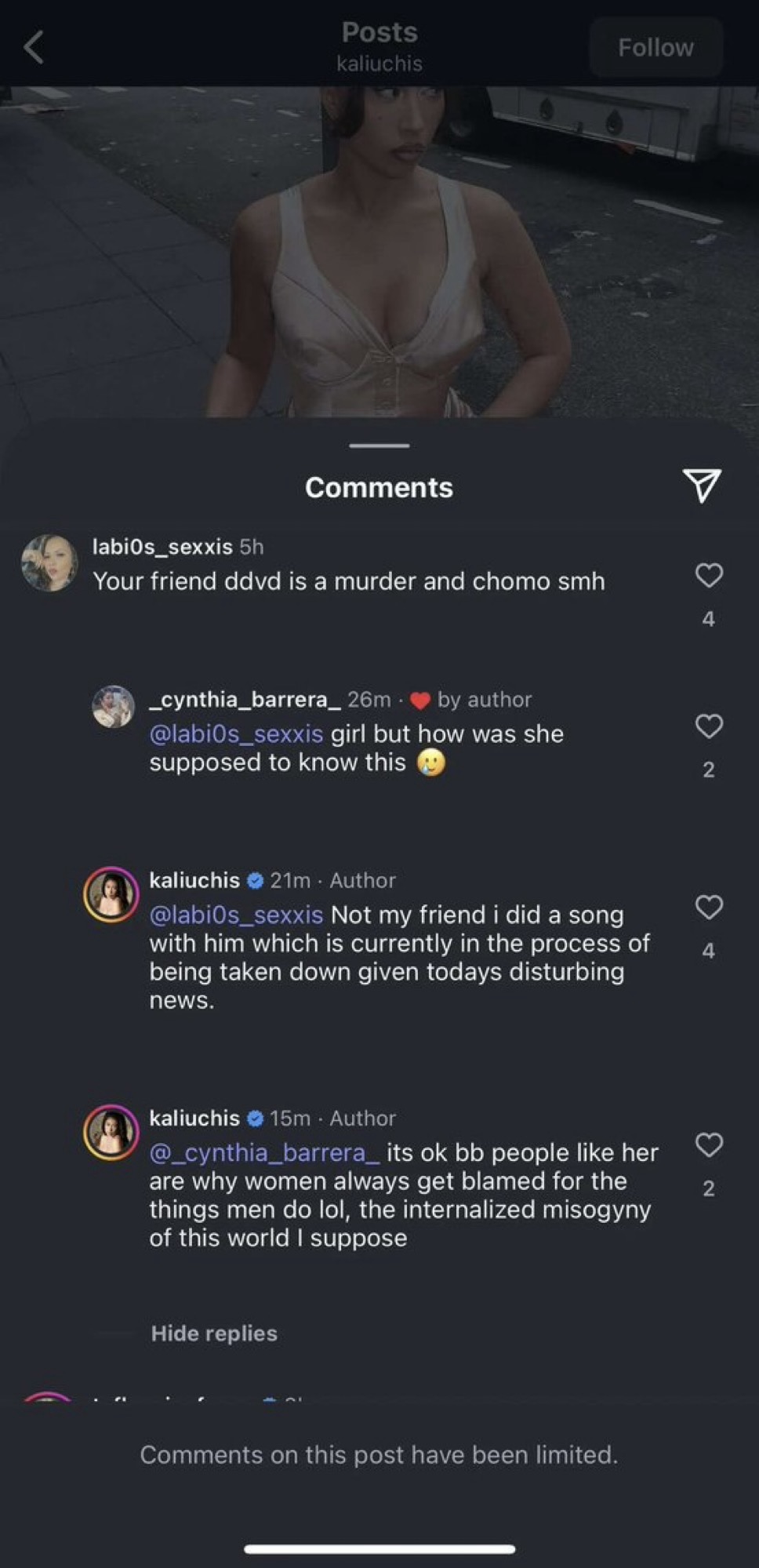 Kali Uchis' Instagram Comment Section