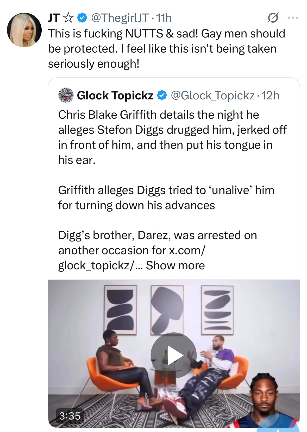 Screenshot of JT tweet 
