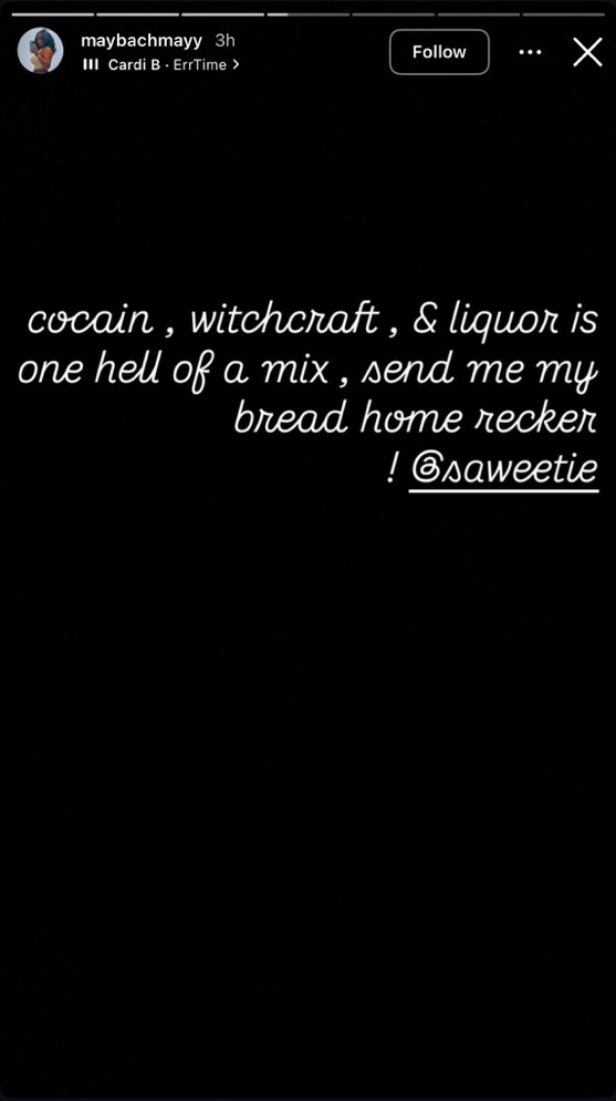 Maybach Mayy's Instagram Story