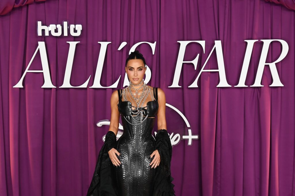 LONDON, ENGLAND - OCTOBER 22: Kim Kardashian attends the Disney+ London premiere of Hulu's 'All's Fair' on October 22, 2025 in London, England. Photo by Dave Benett