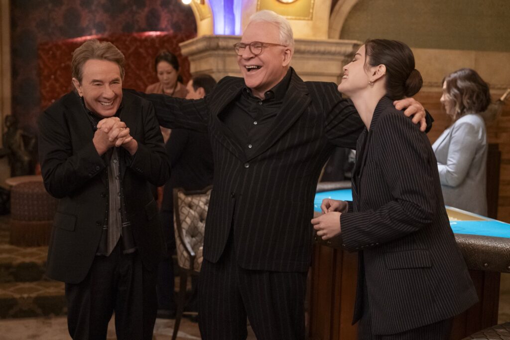 ONLY MURDERS IN THE BUILDING - “The House Always…” - With the clock ticking, the trio doubles down to bring “new” and “old” forces together to bring down a killer — ending in one explosive showdown and the reveals they’ve been chasing all season. (Disney/Patrick Harbron) MARTIN SHORT, STEVE MARTIN, SELENA GOMEZ