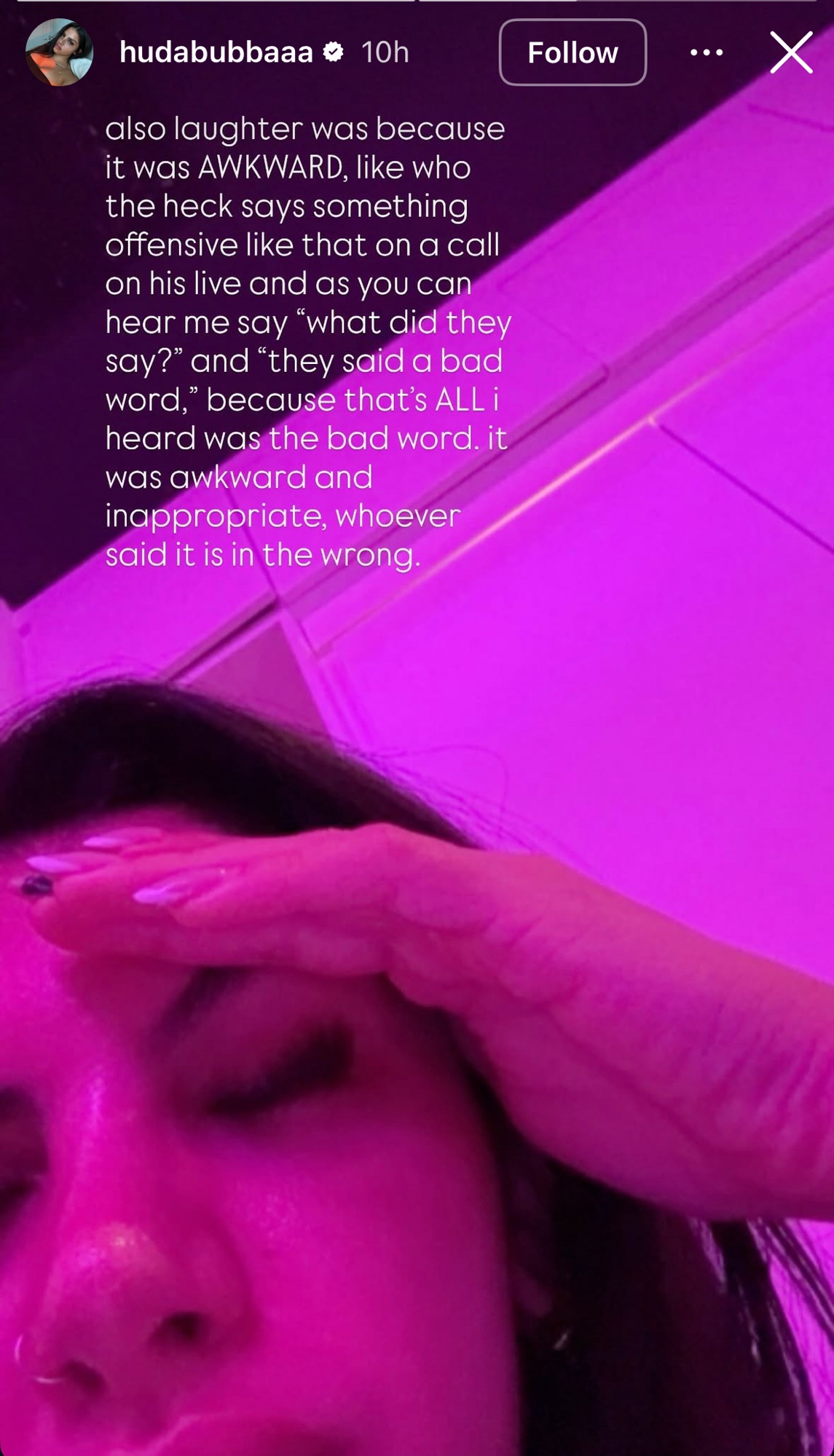 Huda's Instagram Story