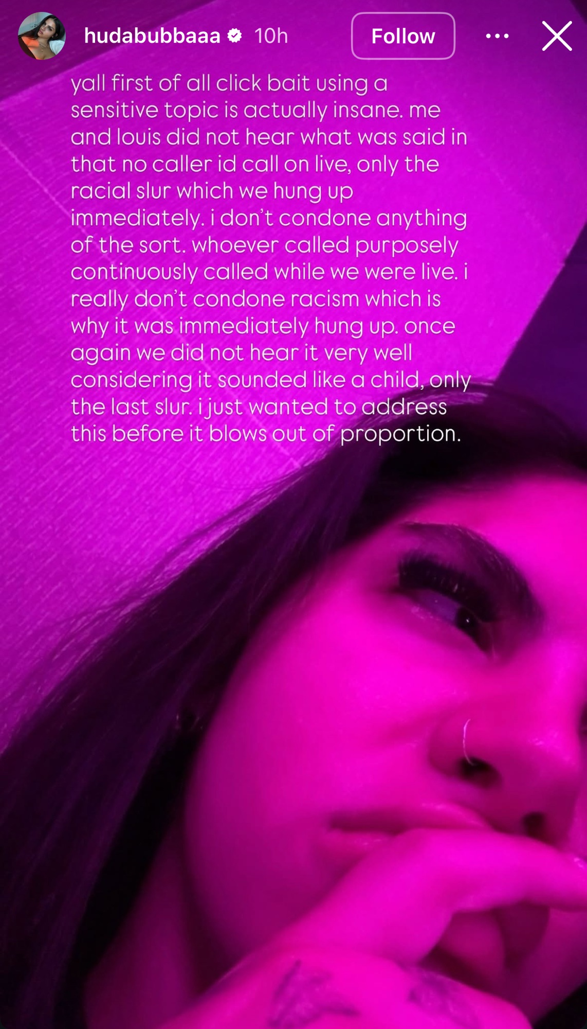 Huda's Instagram Story