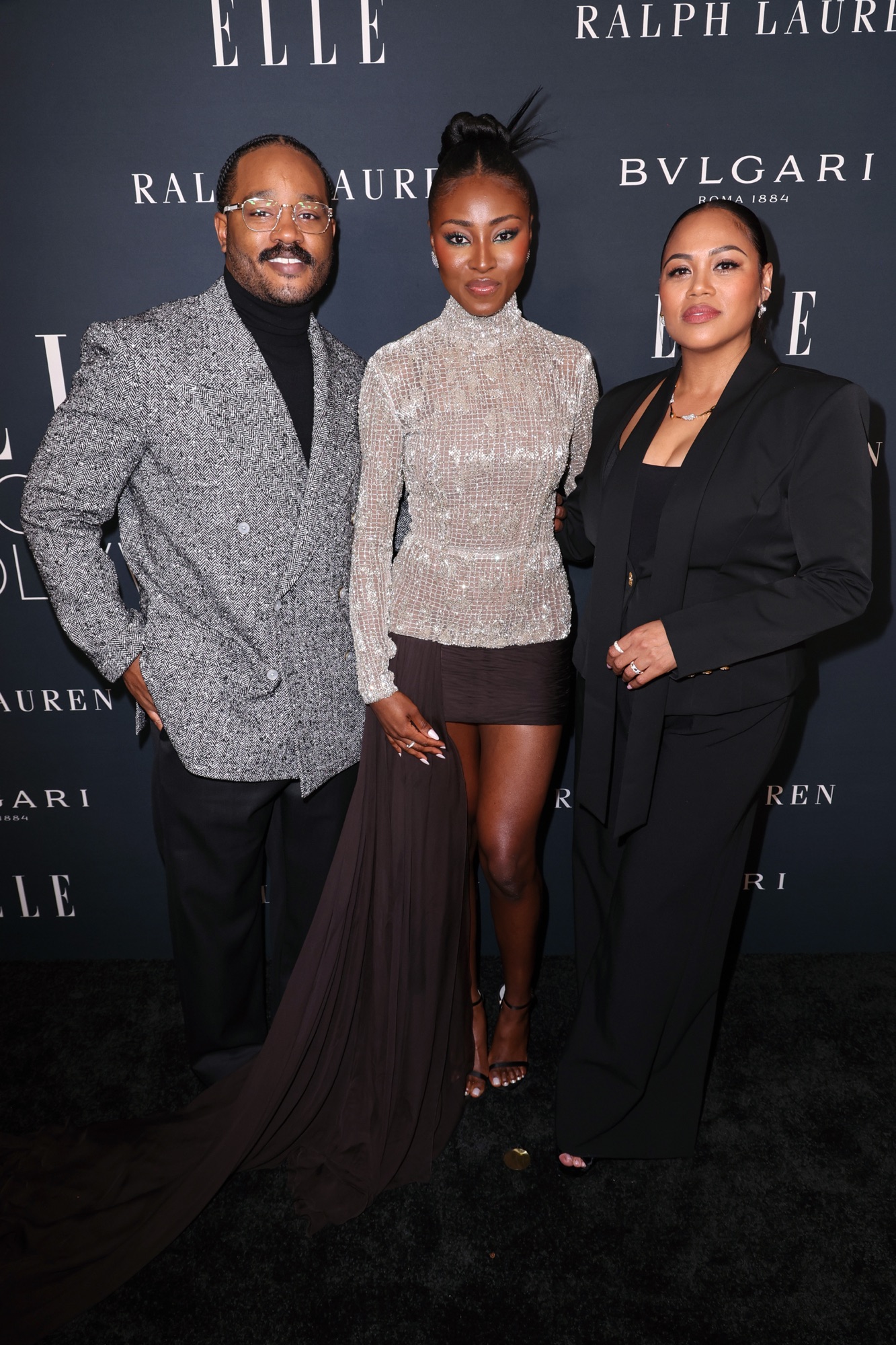 LOS ANGELES, CALIFORNIA - NOVEMBER 17: (L-R) Ryan Coogler, Jayme Lawson, and  Zinzi Coogler attend ELLE's 2025 Women in Hollywood Celebration presented by Ralph Lauren and Bvlgari with support from evian, Hendrick's Gin, and Lucid Motors on November 17, 2025 in Los Angeles, California. (Photo by Joe Scarnici/Getty Images for ELLE)