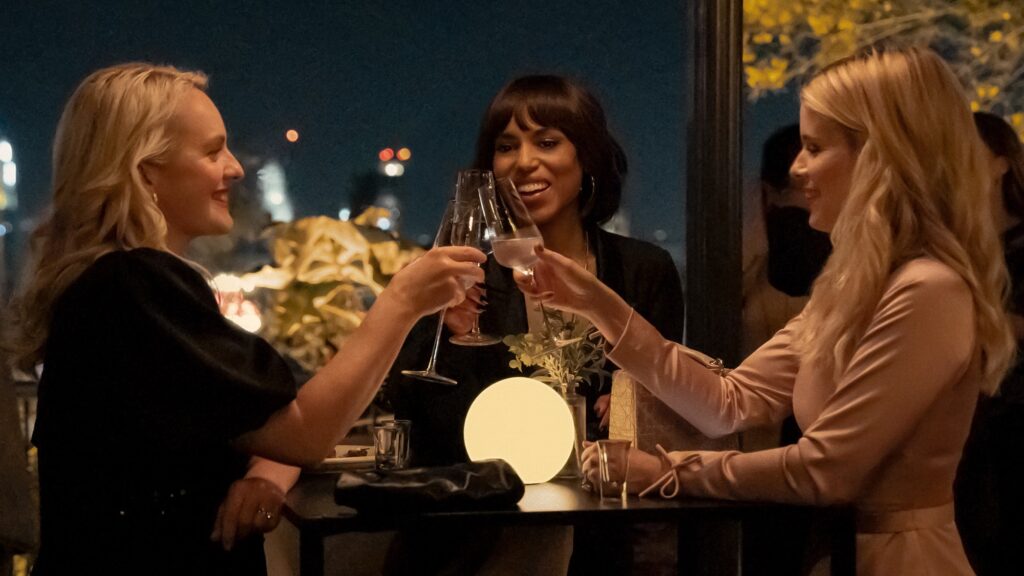 Elisabeth Moss, Kerry Washington and Kate Mara in “Imperfect Women,” premiering globally on Apple TV on March 18.