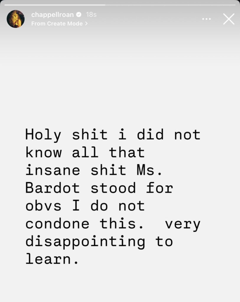 Chappell Roan's Instagram Story