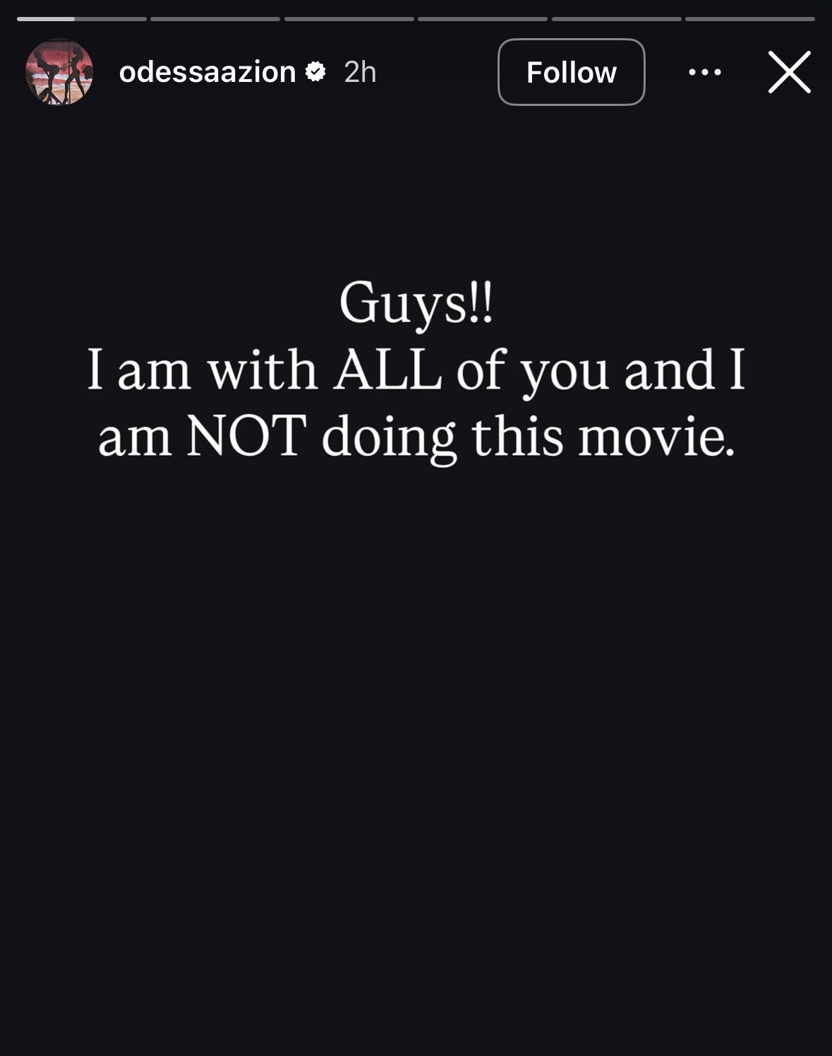 Odessa A’zion's Instagram Story