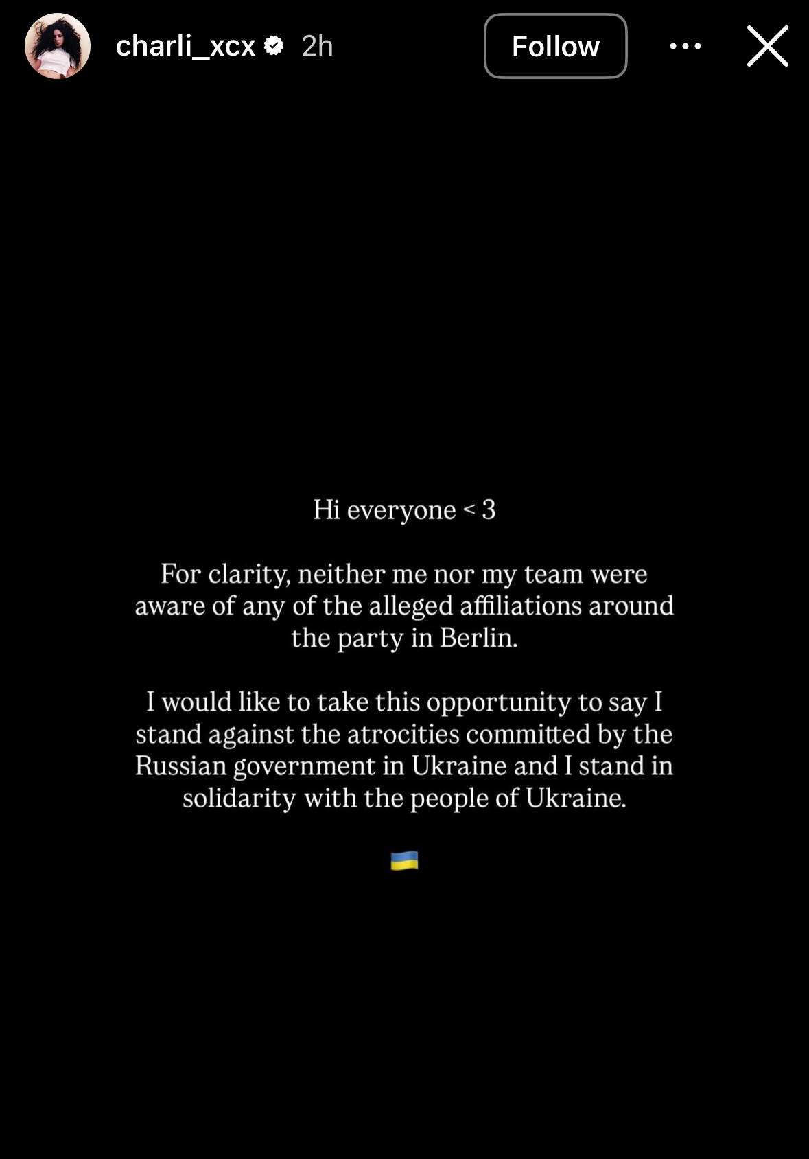 Charli XCX's Instagram Story