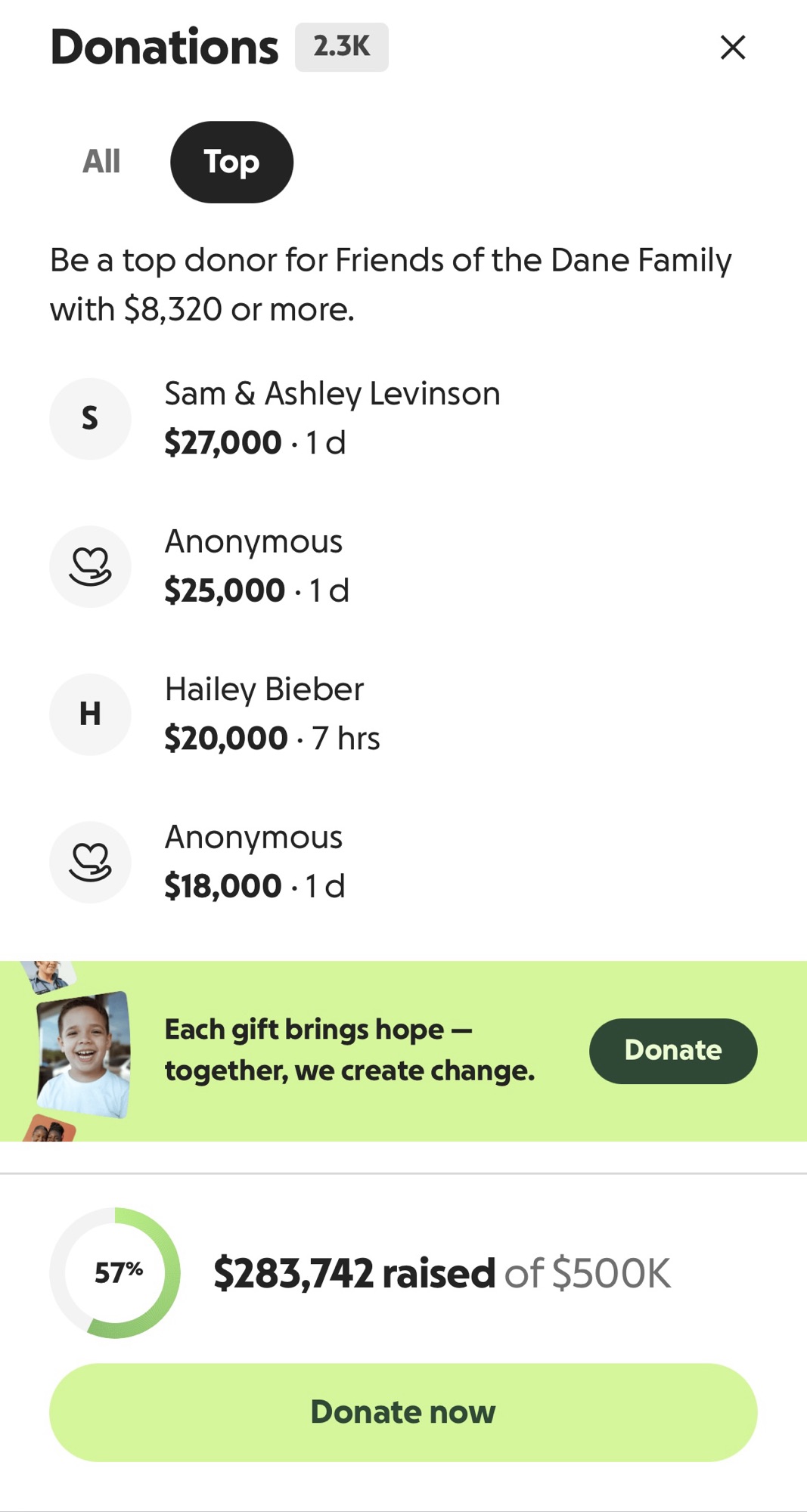 Eric Dane's GoFundMe page