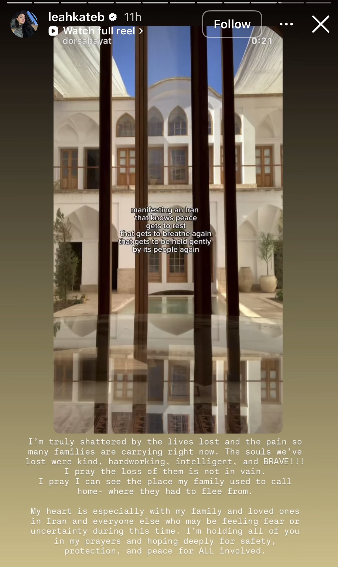 Leah Kateb's Instagram Story