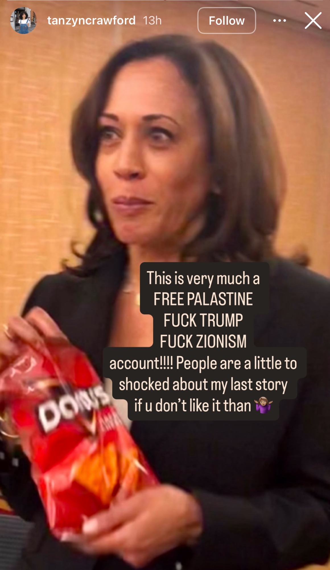 Tanzyn Crawford's Instagram Story