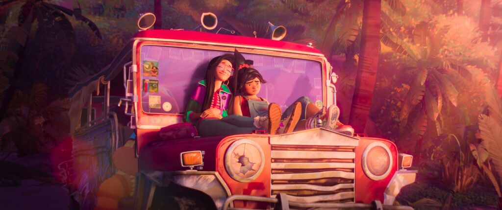(from left) Raissa (Liza Soberano) and Jo (H.E.R.) in DreamWorks Animation’s Forgotten Island, directed by Joel Crawford and Januel Mercado.