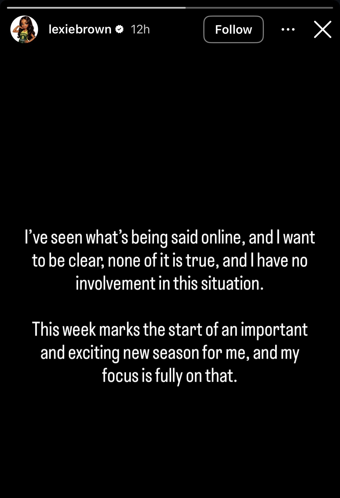 Lexie Brown's Instagram Story