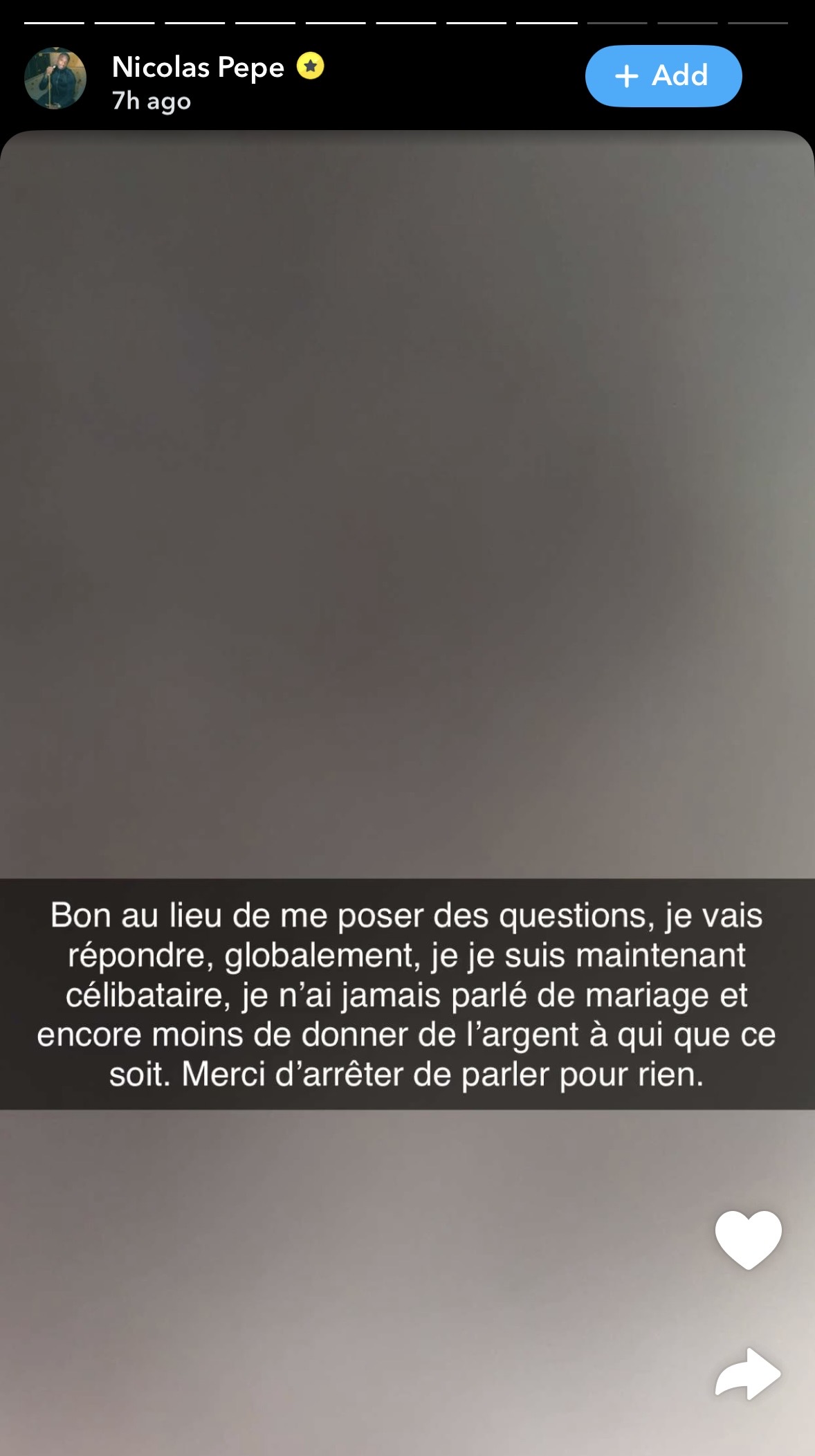 Nicolas Pépé‘s Snapchat Screenshot