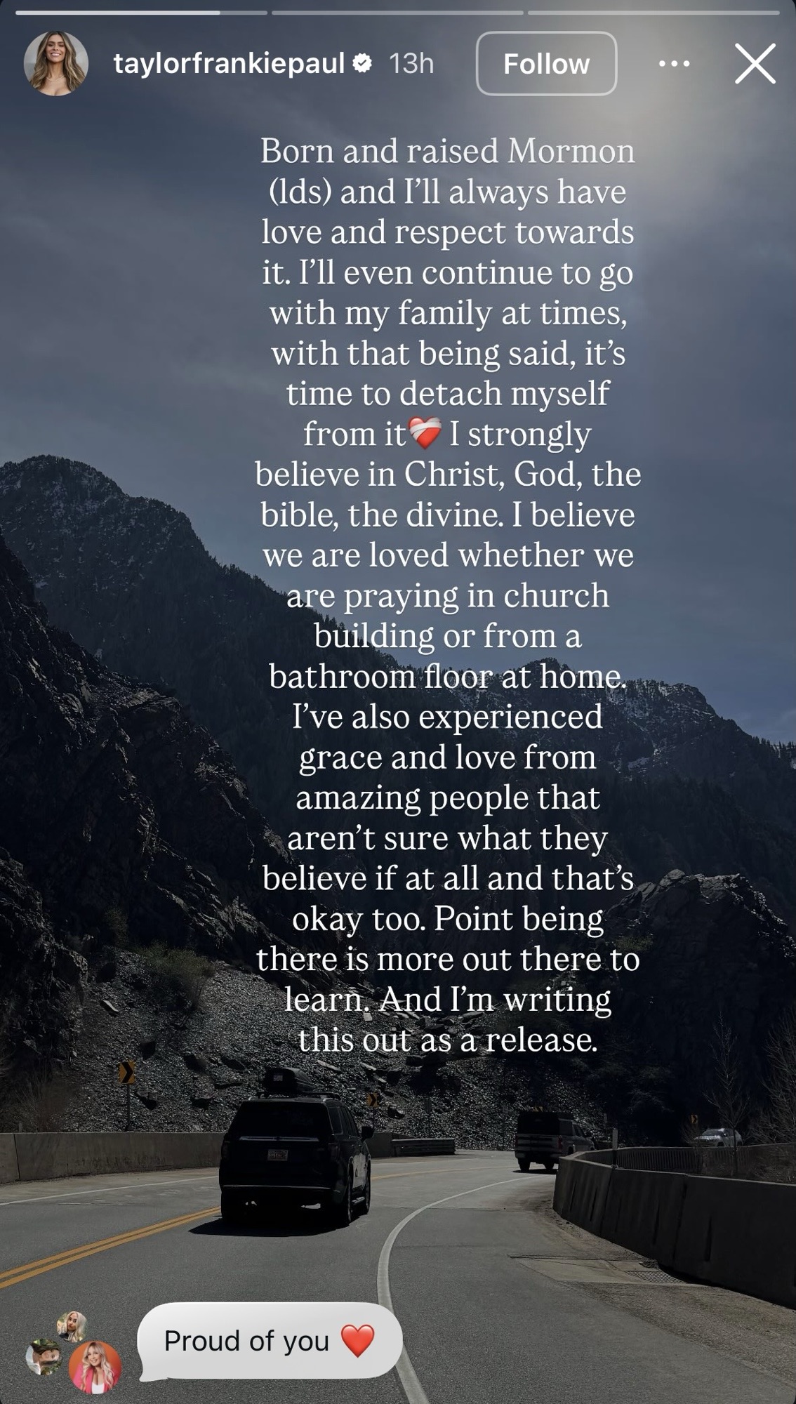 Taylor Frankie Paul's Instagram Story