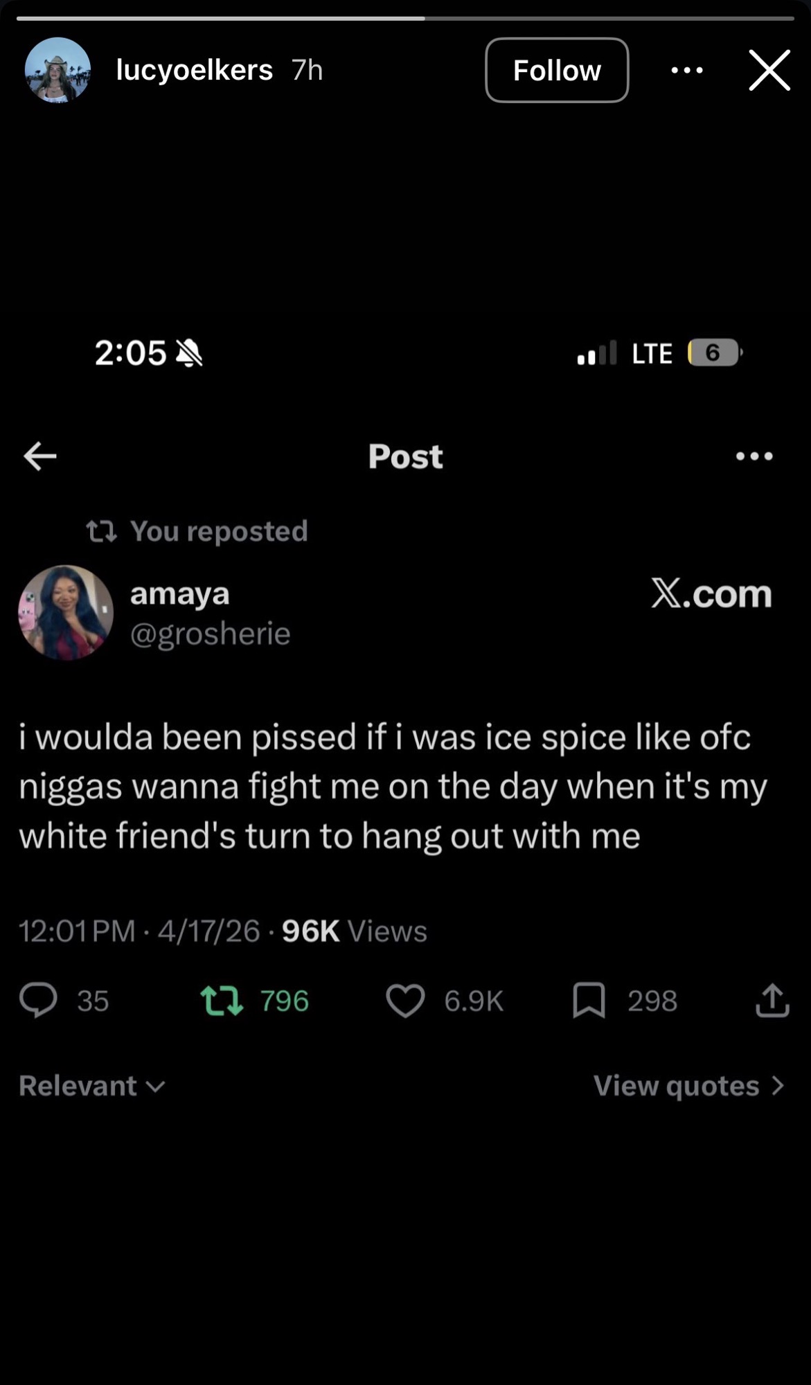 Lucy's Instagram Story