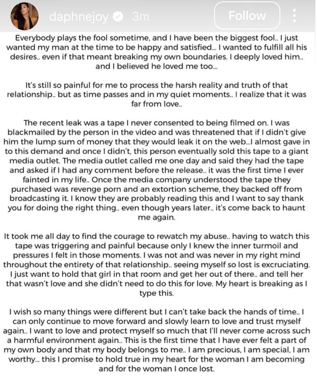 Daphne Joy's Statement