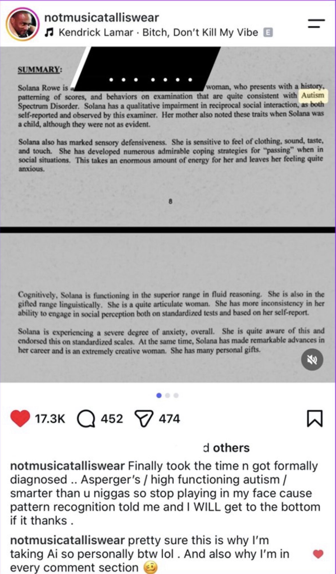 SZA's Finsta