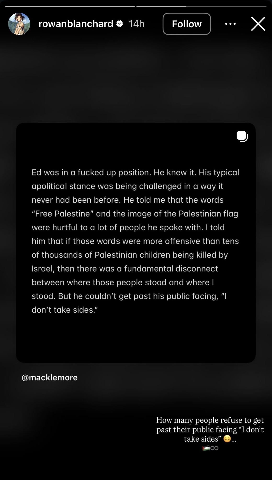 Rowan Blanchard's Instagram Story