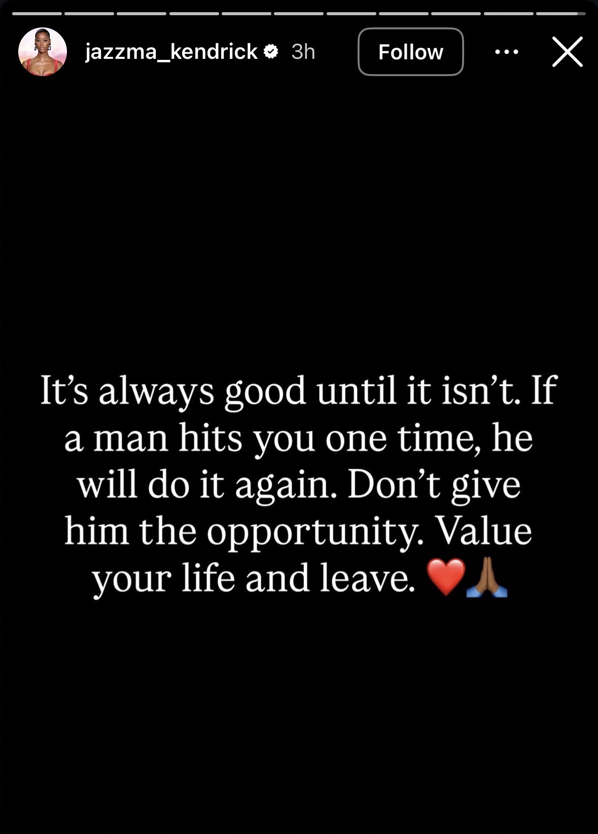 Jazzma Kendrick's Instagram Story